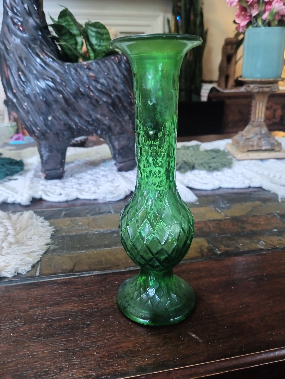 Vintage EO Brody Co. Green Glass Bud Vase